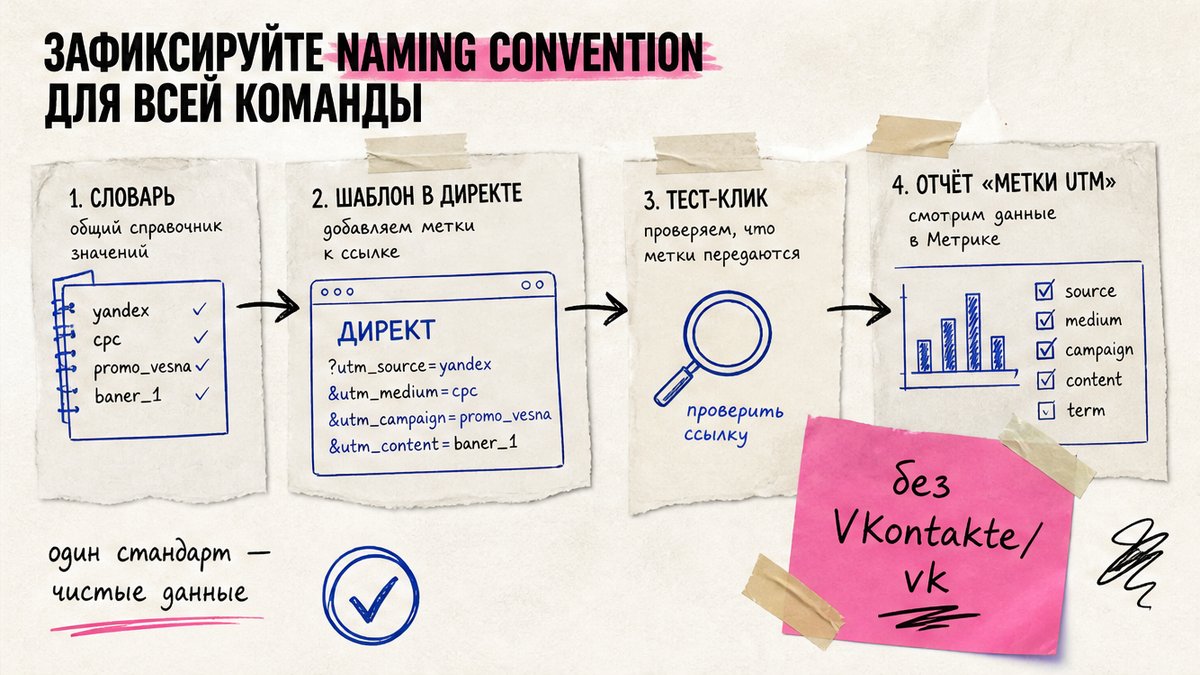 Схема workflow: naming convention UTM для команды