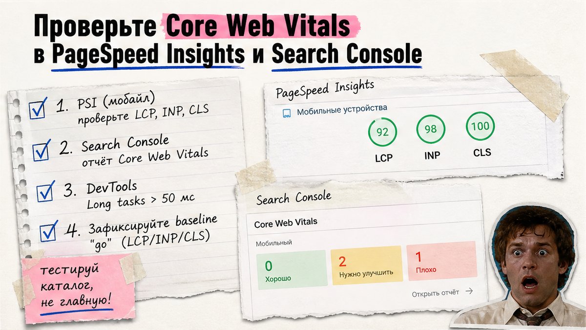 Чеклист проверки CWV: PageSpeed Insights, Search Console и DevTools